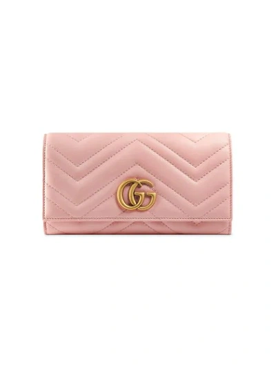 Gucci Gg Marmont Continental Wallet In Pink & Purple