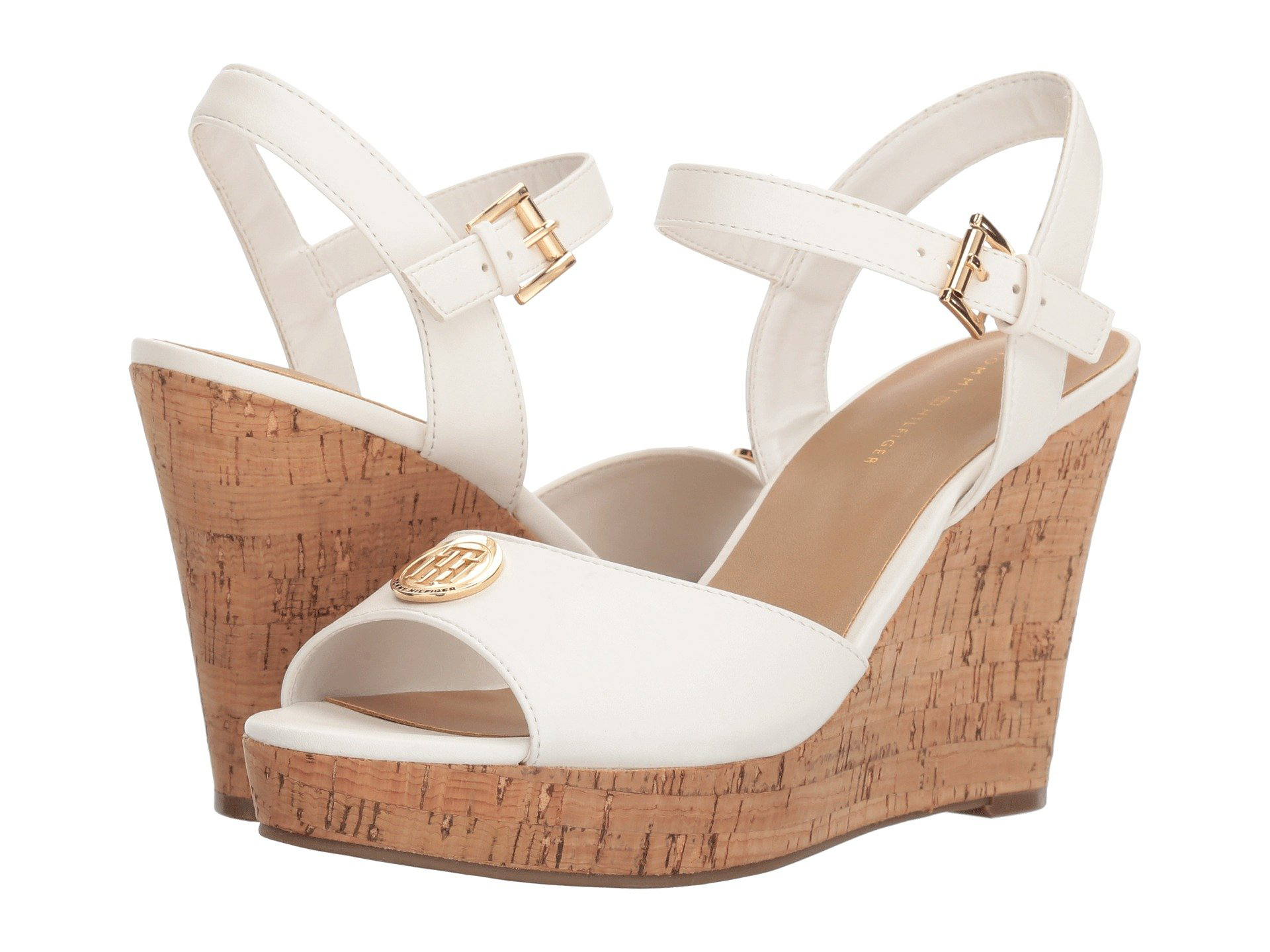 tommy hilfiger white wedge sandals