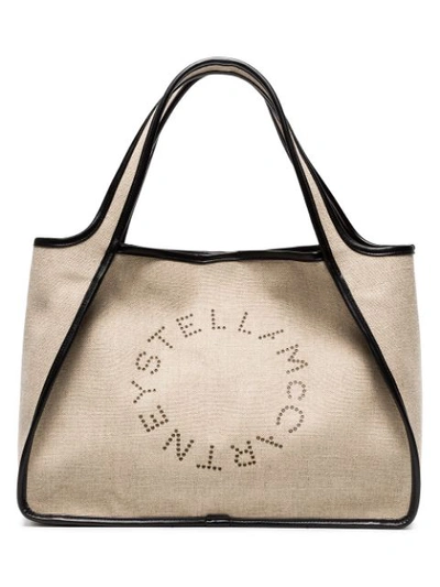 Stella Mccartney Perforated-logo Canvas Tote In Beige