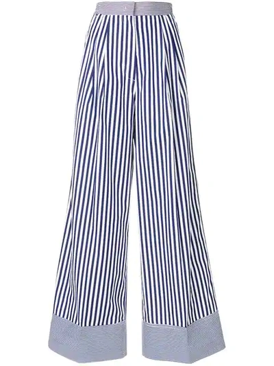 Rossella Jardini Striped Wide Leg Trousers In Blue