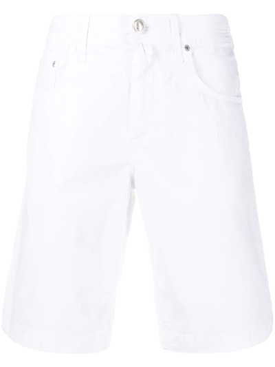 Jacob Cohen Turn-up Hem Logo Patch Shorts In White