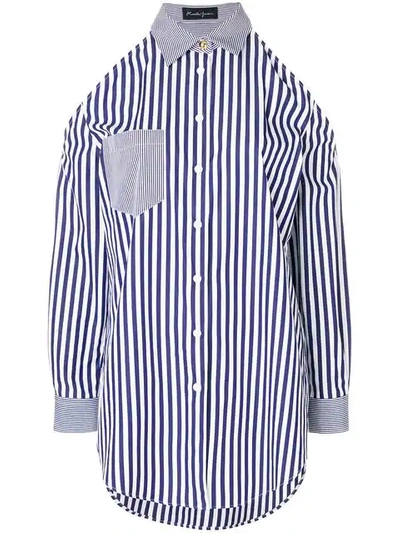 Rossella Jardini Striped Cold Shoulder Shirt In Blue