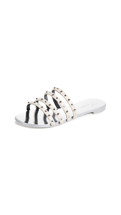 Giuseppe Zanotti Strappy Stud Sandals In White/silver