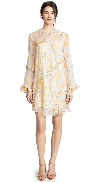 Stevie May Britania Long Sleeve Mini Dress In Painterly Floral Print