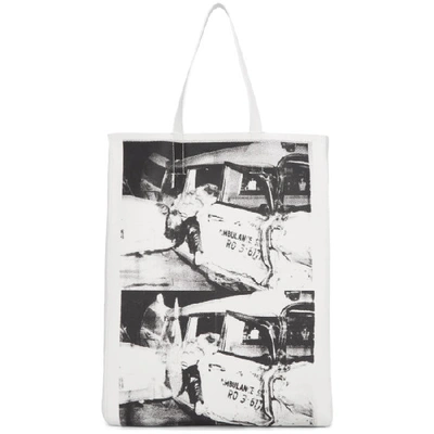 Calvin Klein 205w39nyc White Ambulance Disaster Soft Tote In White Black