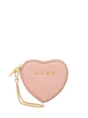 Miu Miu Madras Leather Heart Keychain In Pink