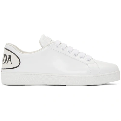Prada Speech Bubble Leather Sneaker In White