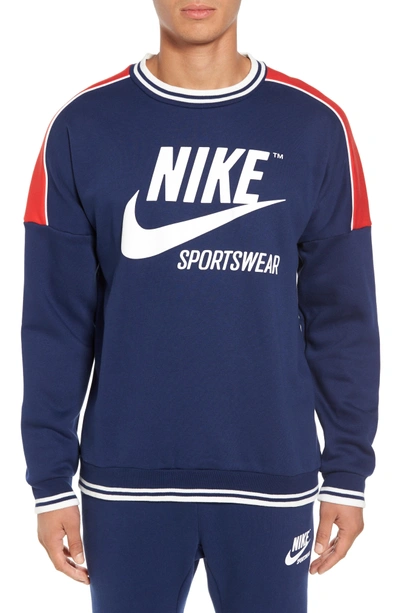 Nike Nsw Archive Sweatshirt In Binary Blue/ Red/ Summit White