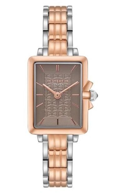Ted Baker Tess Bracelet Watch, 20mm In Silver/ Grey/ Rose Gold