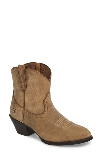 Ariat Darlin Short Western Boot In Brown Bomber Leather