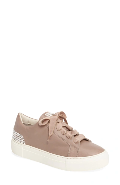 Agl Attilio Giusti Leombruni 'pearl' Embellished Sneaker In Pale Leather