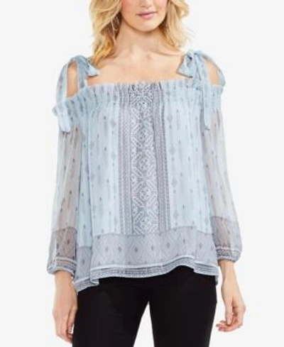 Vince Camuto Delicate Diamond Geo Cold Shoulder Top In Chalk Blue