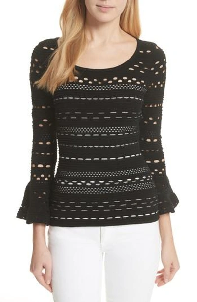 Milly Lace Knit Top In Black/ White