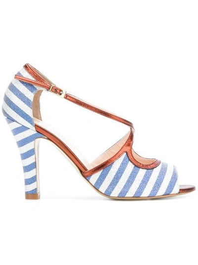 Lenora Striped Sandals - Blue