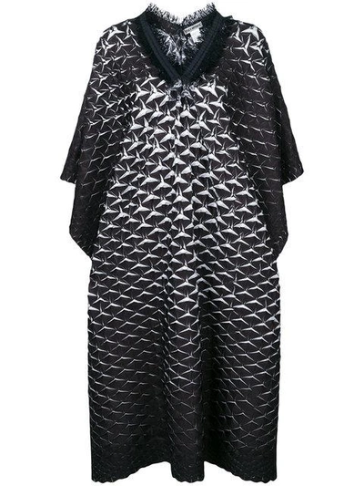 Issey Miyake Frayed Neck Oversized Dress In Black