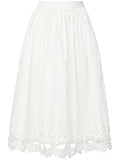 Blumarine Embroidered Full Skirt In White