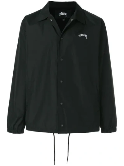 Stussy Logo Print Shirt Jacket In Black