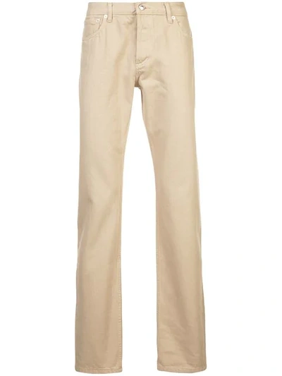 Apc Florian Cotton And Linen-blend Chino Trousers In Brown
