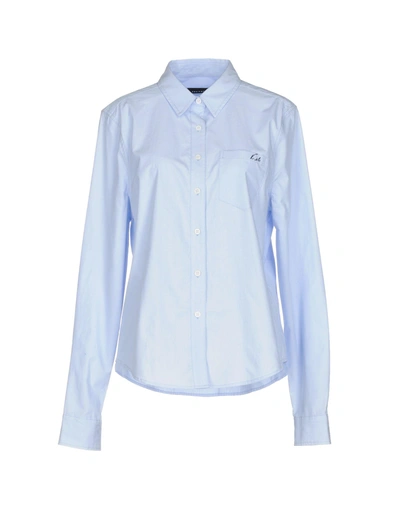 Equipment Solid Color Shirts & Blouses In Sky Blue