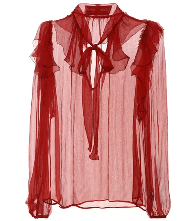 Dolce & Gabbana Silk Chiffon Blouse In Red