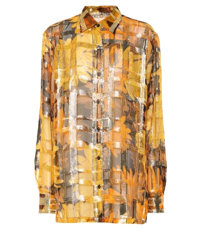 Dries Van Noten Metallic Silk-blend Shirt In Gold