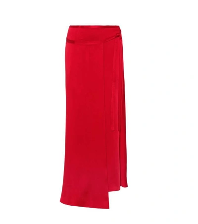 Haider Ackermann Satin Midi Skirt In Red