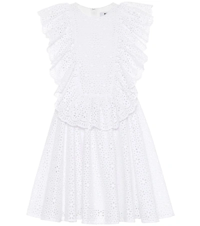 Msgm Cotton Eyelet Lace Minidress In White