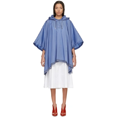 Moncler Blue Hooded Grommet Poncho