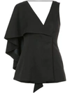 Valery Kovalska Asymmetric-sleeve Blouse In Black