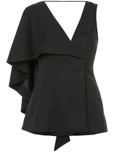 Valery Kovalska Asymmetric-sleeve Blouse In Black