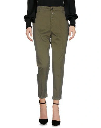 Closed Casual Pants In Military Green