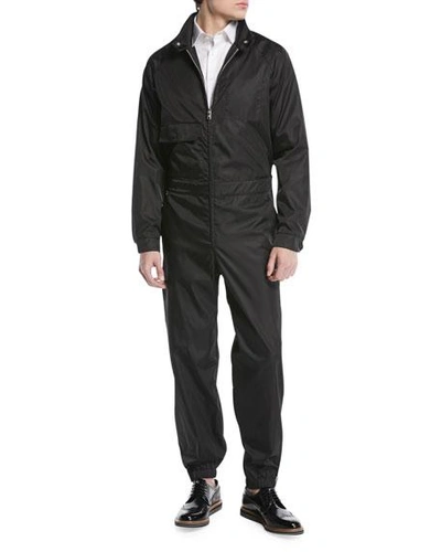 Prada Nylon Gabardine Flight Jumpsuit In Black