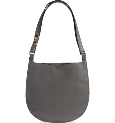 Valextra Mini Hobo Weekend Leather Shoulder Bag In Grey