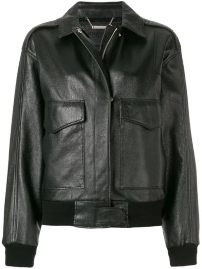Givenchy Oversized Textured-leather Bomber Jacket In Black