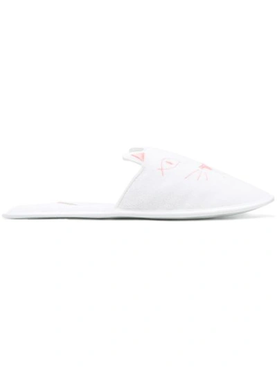 Charlotte Olympia House Cats Slippers In White