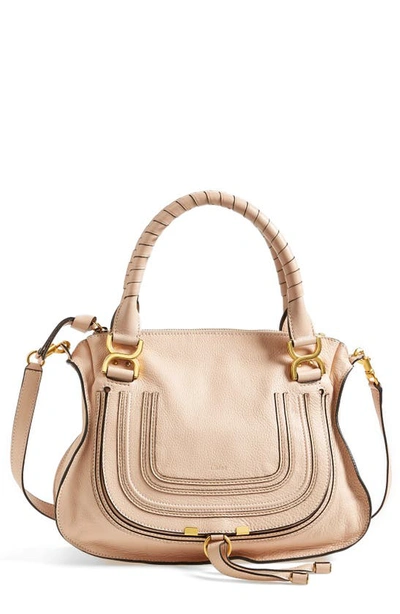 Chloé Medium Marcie Calfskin Leather Satchel In Blush Nude