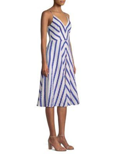 Milly Monroe Striped Flare Dress In Cobalt