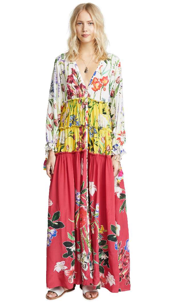 rococo sand floral maxi dress