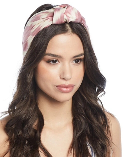Jennifer Behr Marin Silk Turban Headband In Pink/white