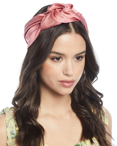 Jennifer Behr Marin Silk Turban Headband In Rose