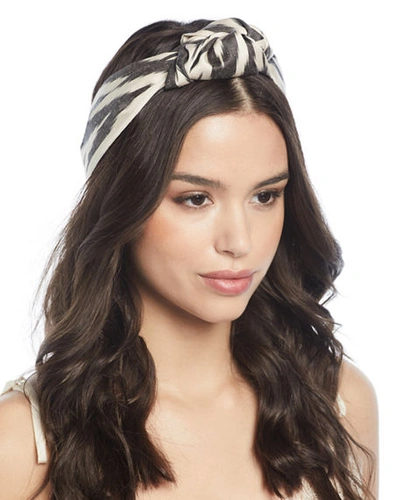 Jennifer Behr Marin Silk Turban Headband In Black/white