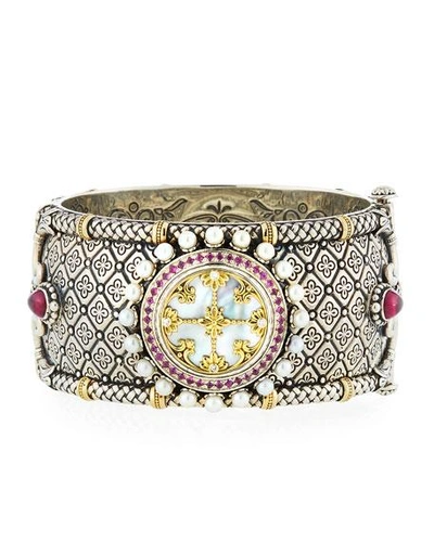 Konstantino Hestia Hinged Wide Bangle Bracelet In Multi