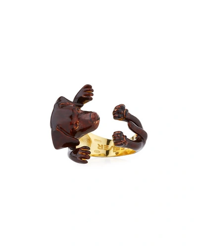 Visconti & Du Reau Chocolate Lab Plated Enamel Dog Hug Ring