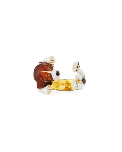 Visconti & Du Reau Beagle Plated Enamel Dog Hug Ring