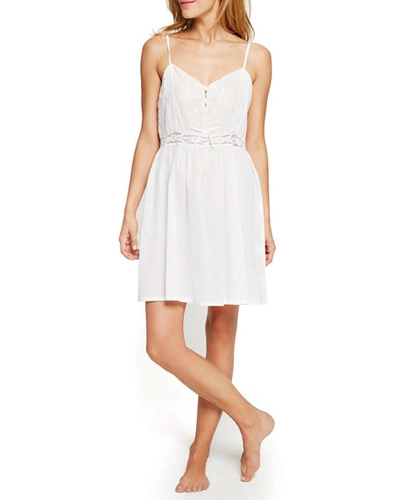 Pour Les Femmes Short Lace-inset Nightgown In White