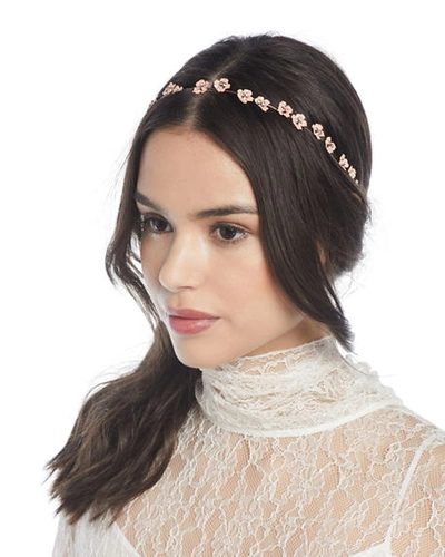 Jennifer Behr Cassiopeia Usa-made Flower-chain Headband In Champagne