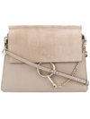 Chloé Faye Leather And Suede Shoulder Bag In Motty Grey