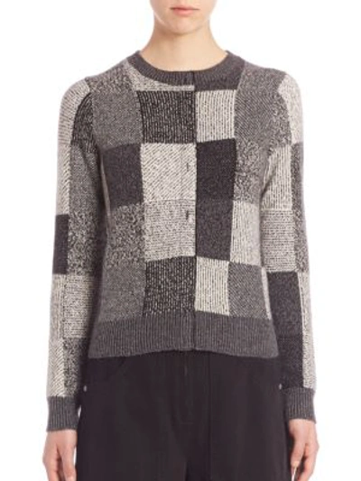 Marc Jacobs Intarsia Faux Placket Cashmere Sweater In Grey