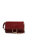Chloé Faye Small Suede/leather Shoulder Bag In Burgundy