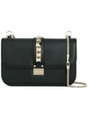 Valentino Garavani 'medium Lock' Studded Leather Shoulder Bag In Black